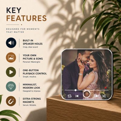 Engagement Gift for Couple, Sister Jiju, Bhaiya Bhabhi & Best Friend Personalized Musical Fridge Magnet Couple Photo Memory Magnet Frame